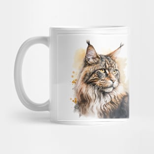 Maine Coon Cat Watercolour Painting Mug